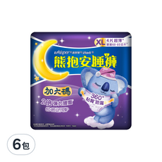whisper 好自在 熊抱安睡褲 XL, 4片 超薄，建議60-85公斤適用, 6包