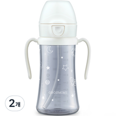 그로미미 PPSU 스페이스 빨대컵, 300ml, 2개, 화이트