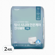 탐사 시니어 안온케어 언더웨어 국내산 성인기저귀, 대형, 20개입, 2세트