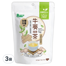 義美生機 台灣牛蒡糙米茶, 10包x3袋, 無咖啡因, 溫和甘醇, 10包, 12g, 3袋