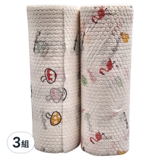 拋棄式懶人紙抹布 2入, 印花圖紋 (圖案隨機), 2捲, 3組