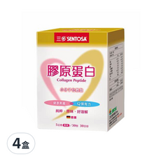 SENTOSA 三多 膠原蛋白, 小分子化胜肽, 健康美麗Q彈有力, 純粹原味好溶解, 5公克粉末/30包, 5g, 4盒