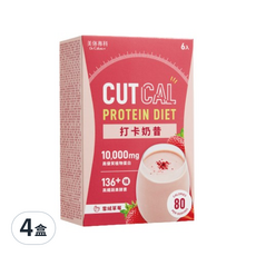 Dr.Calorie 美体專科 打卡奶昔 雪絨草莓 Set, 高纖 控卡 飽足, 一杯不到80cal, 6包, 20g, 4盒
