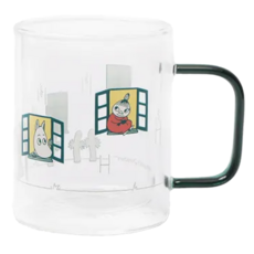 norns Moomin耐熱玻璃杯 房屋, 300ml 雙層隔熱冷熱皆宜, 1個
