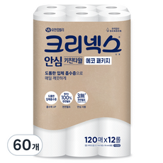 크리넥스 안심 천연펄프 키친타월 에코 패키지, 120매, 60개