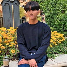 머시따 남성용 오버핏 라운드 긴팔티