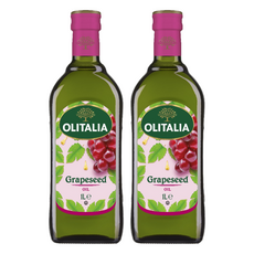OLITALIA 奧利塔 葡萄籽油, 高含量Omega-6不飽和脂肪酸，富含花青素(OPC)，油品穩定，耐高溫且低油煙, 1L, 2瓶