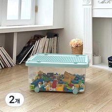 플라팜 블록 리빙박스 듀플로 호환, 투명, 35L, 2개 투명, 2개