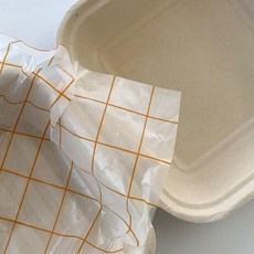펄프 일회용 도시락 20p + 심플 격자 베이킹 유산지 20p 세트, 크라프트, 1세트