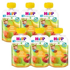 HiPP 喜寶 孩童水果泥, 蘋果梨子香蕉口味, 100g, 6包