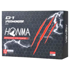 HONMA Golf 本間高爾夫 D1 Speedmonster 三層高爾夫球 2023 Set 12顆, 飛行距離提升10碼, 輕巧設計，飛行穩定, 開球利器，遠距無敵, 白色, 1盒