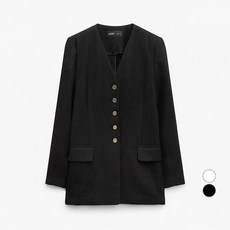 미쏘 여성용 브이넥 롱 트위드자켓