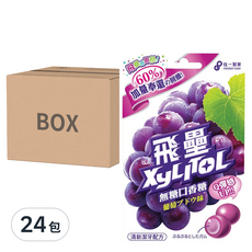 飛壘 Xylitol 無糖口香糖 葡萄口味 Set 12包, 清新潔牙配方, 60.9g, 24包