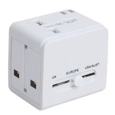 DTAudio 1500W萬國旅行充, 適用多國, 帶USB-A/多國插座, 寬電壓設計, 6cm, 白色, 1個