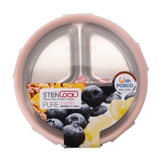 STENLOCK Pure 不鏽鋼3格圓形保鮮盒, 輕量化易攜帶，不易染色染味，營養美味的一週飲食計畫, 保鮮盒 600ml + 密封蓋, 1個