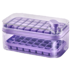 秒脫冰按壓雙層製冰盒, ABS+PET+PP材質, 23.8x13.5x10.9cm, 紫色, 23.8 x 13.5 x 10.9cm, 1個