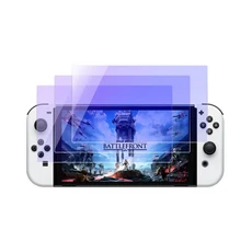 【lotus】Switch OLED 螢幕鋼化玻璃保護貼，抗藍光護眼，高清防刮，自動吸附, 1入