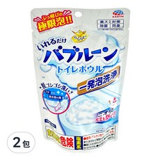 EARTH 地球製藥 抑菌發泡馬桶清潔粉, 日本熱銷,一袋一次無需測量,鹽素系配方, 180g, 2包