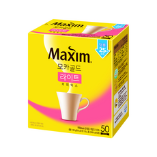 Maxim 麥心 摩卡黃金 Light 咖啡, 50條入, 減糖25%, 11.8g, 50包, 1盒
