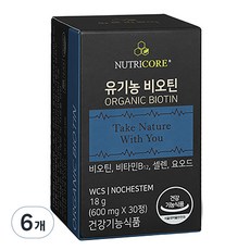 뉴트리코어 유기농 비오틴, 30정, 6개