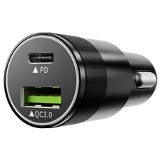 신지모루 퀄컴 듀얼포트 3.0 차량용 스마트폰 고속 충전기, CCR_1PD, 블랙 CCR_1PD, 블랙