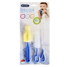 Lucky Baby 奶嘴吸管刷 3件組, 柔軟耐用, 嬰兒必備, BPA Free, 藍色, 1組