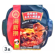 海底撈 麻辣嫩牛自煮火鍋套餐, 豐富配料, 15分鐘自加熱, 335g, 3盒
