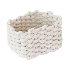 Hoom 禾慕生活 編織收納籃 奶霜白-小款 長18寬14高13cm 棉繩, 小款(18 x 14 x 13cm), 1個