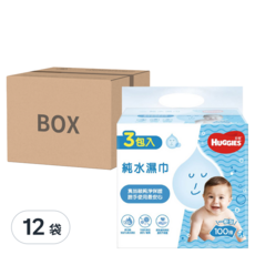 HUGGIES 好奇 一般型 純水嬰兒濕巾 100張, 3包, 12袋