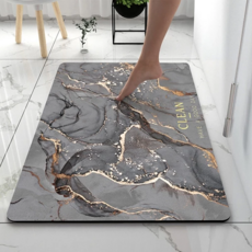 大理石北歐輕奢硅藻泥地墊, 簡約ins風, 40*60cm, 50*80cm, 50 x 80cm, 水墨灰, 1個