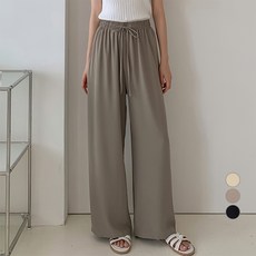 afinar 女款亞麻質感飄逸寬鬆鬆緊褲