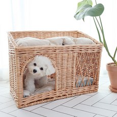 딩동펫 반려동물 고양이 베이직 라탄하우스 스퀘어