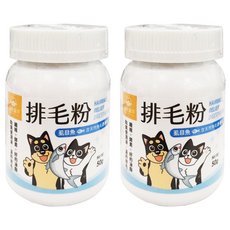 DOG CAT STAR 汪喵星球 犬貓用 排毛粉，含膳食纖維，促進消化，幫助毛孩便便順利排出, 糞便潤滑 + 溫和排毛, 2罐