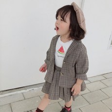 앤젤아이 여아용 캐주얼 체크 치마세트
