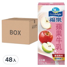 福樂 蘋果牛奶 120mg/瓶 24入組 酸甜蘋果汁, 200ml, 48入