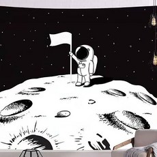 理享家 背景裝飾掛布 200 x 150cm 太空人圖案 牆面裝飾 掛毯 壁毯, 太空人