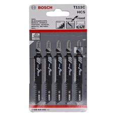 BOSCH 博世 線鋸片 木材用 T111C, 5支包裝 HCS 適用於直線切割, MK-D-34877, 1盒