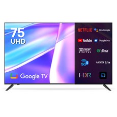 이노스 4K UHD LED 구글 TV 75인치 제로베젤 스마트 티비, 방문설치, 스탠드형, S7501KU, 189cm(75인치)