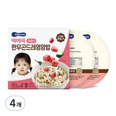 베베쿡 완료기 한우곤드레영양밥 실온이유식 2p, 혼합맛(한우/곤드레), 220g, 4개 - 베베쿡완료기