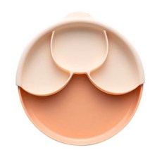 Miniware 天然聚乳酸分隔餐盤組, 內含麵包盤/矽膠分隔盤/防滑吸盤, 麵包盤 + 矽膠吸盤 + 聰明分隔盤, 大地暖棕, 1組