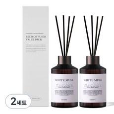 에이센트 네이처 실속형 디퓨저 200ml x 2p + 섬유스틱 10p, 화이트머스크, 2세트