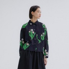 女款蒲公英印花襯衫 LCFDPSH04, 黑色