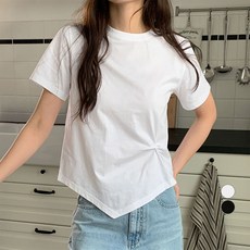 아피나르 여성용 언발란스 세미크롭 반팔 티셔츠 피나르 여성용 언발란스 세미크롭 반팔 티셔츠