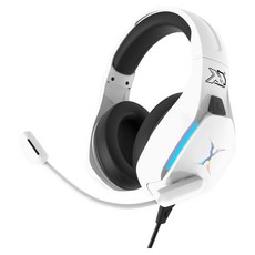 FOXXRAY 狐鐳 星航者 BAL-67 電競耳機麥克風, 雙側藍色條狀發光, 50mm複合式動圈單體, 3D拼接網布耳罩頭梁, BAL67, 白色