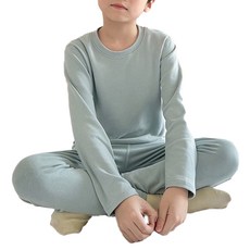 愛北鼻兒童圓領保暖衣，柔軟親膚，輕薄透氣，多色可選，秋冬保暖必備, 湖藍