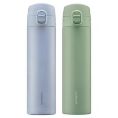 락앤락 데일리 슬림핏 원터치 텀블러, 블루, 그린, 400ml, 2개