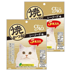 INABA CIAO 啾嚕 宗田鰹燒魚柳條,海鮮高湯, 5本入, 2袋