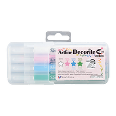 Shachihata 寫吉達 Artline Decorite 圓頭螢光水板筆 粉彩系列 1.0mm Set 4支, 1入