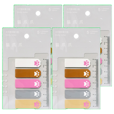 德德小品集 貓爪活頁便利索引貼 Set, 防水PET材質, 5色x20張, 100張, 4組