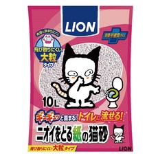 LION 獅王 貓用紙砂 凝固型 10L 大粒 貓砂, 無香料, 1包